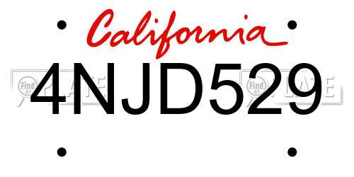 4NJD529 California License Plate