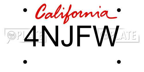 4NJFW California License Plate