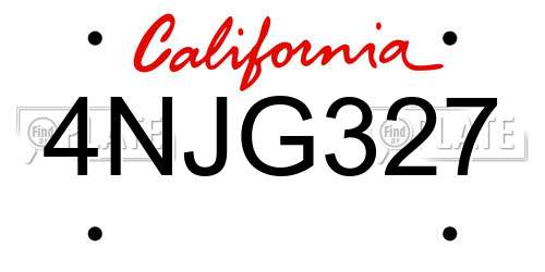 4NJG327 California License Plate