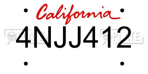 4NJJ412 California License Plate