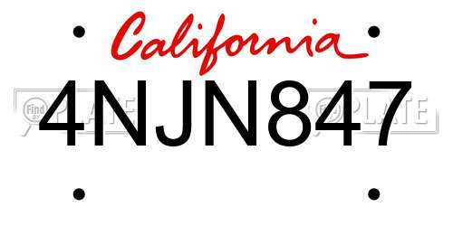 4NJN847 California License Plate