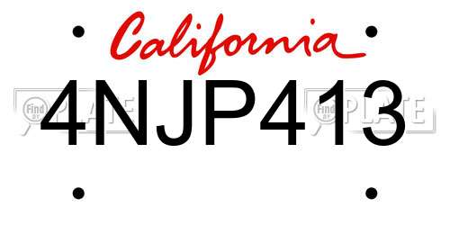 4NJP413 California License Plate