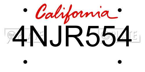 4NJR554 California License Plate