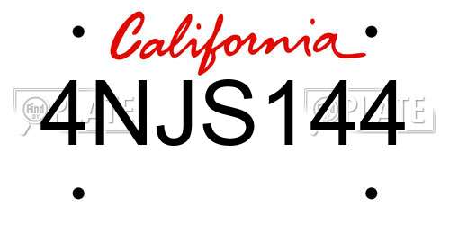 4NJS144 California License Plate