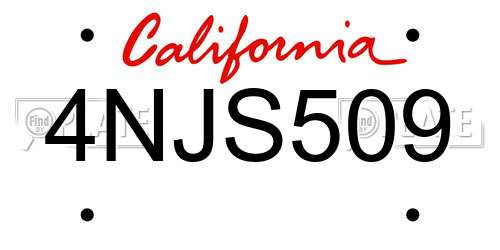 4NJS509 California License Plate