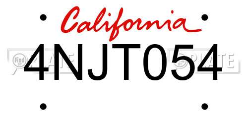 4NJT054 California License Plate