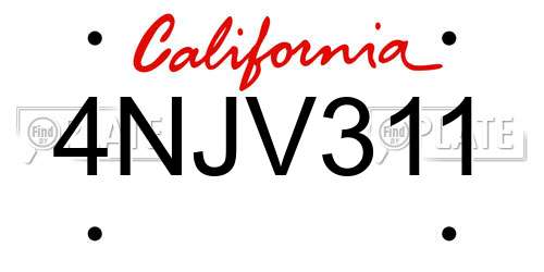 4NJV311 California License Plate