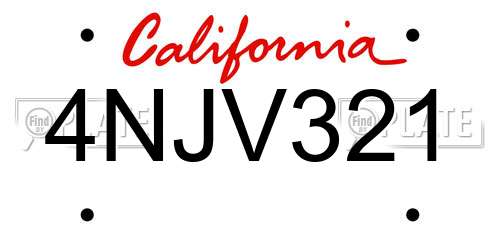 4NJV321 California License Plate