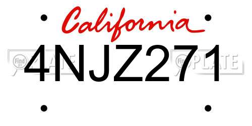 4NJZ271 California License Plate