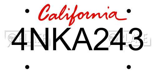 4NKA243 California License Plate
