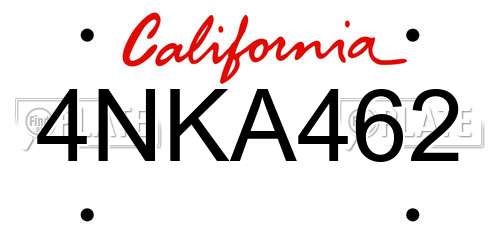 4NKA462 California License Plate