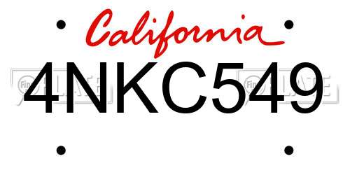 4NKC549 California License Plate