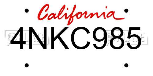 4NKC985 California License Plate