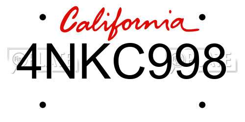 4NKC998 California License Plate