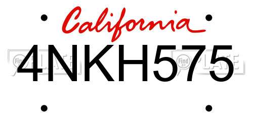 4NKH575 California License Plate