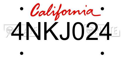 4NKJ024 California License Plate