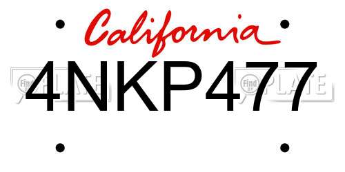 4NKP477 California License Plate