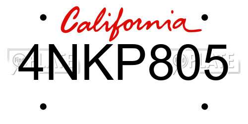 4NKP805 California License Plate