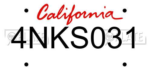 4NKS031 California License Plate
