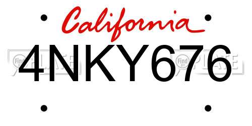4NKY676 California License Plate