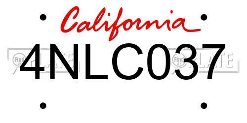 4NLC037 California License Plate