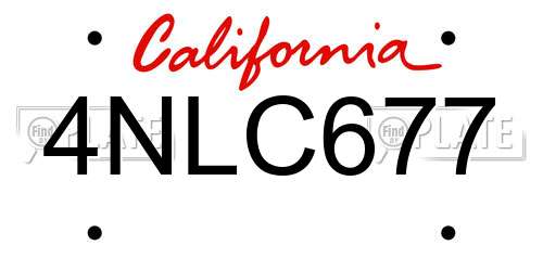 4NLC677 California License Plate