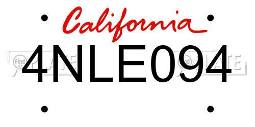 4NLE094 California License Plate
