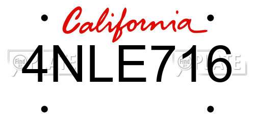 4NLE716 California License Plate
