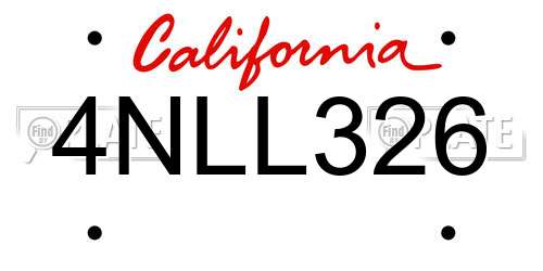 4NLL326 California License Plate