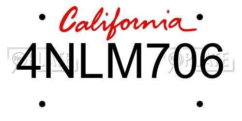 4NLM706 California License Plate