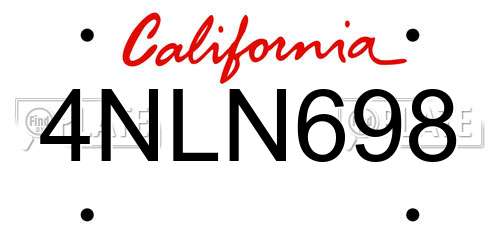 4NLN698 California License Plate