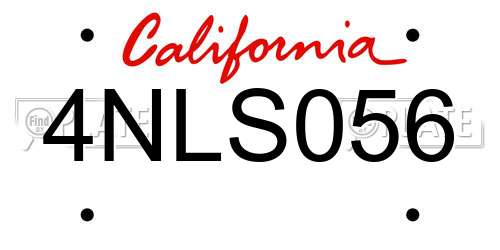 4NLS056 California License Plate