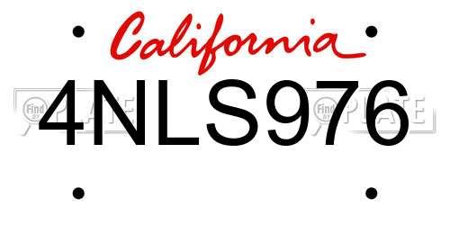 4NLS976 California License Plate