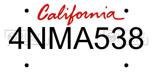 4NMA538 California License Plate