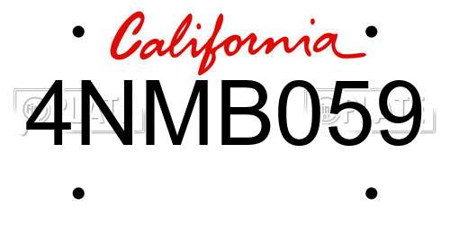 4NMB059 California License Plate