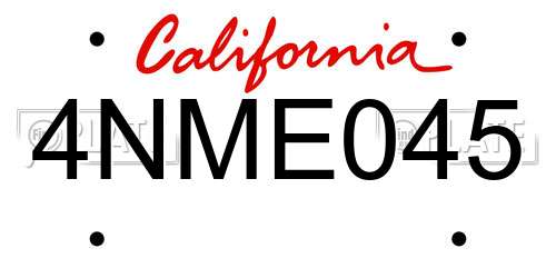 4NME045 California License Plate