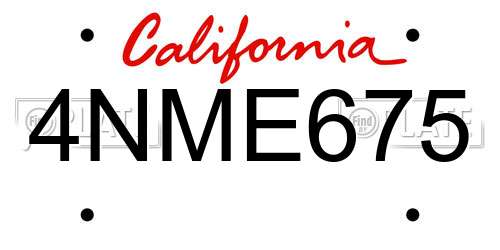 4NME675 California License Plate