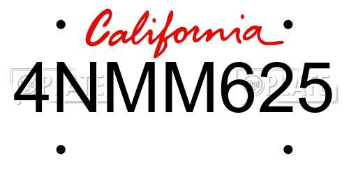 4NMM625 California License Plate
