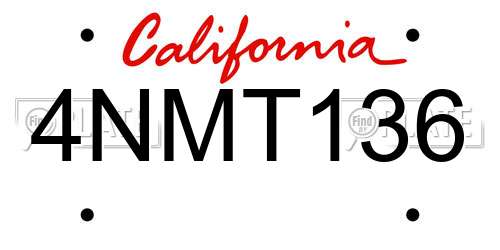 4NMT136 California License Plate