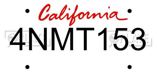 4NMT153 California License Plate