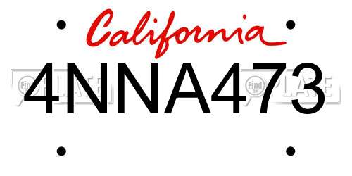 4NNA473 California License Plate