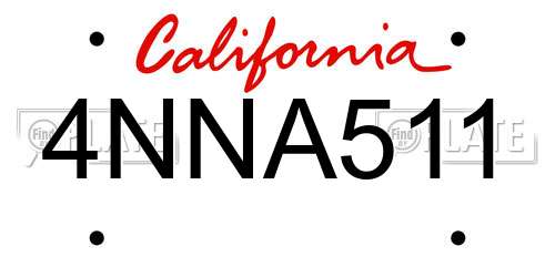 4NNA511 California License Plate