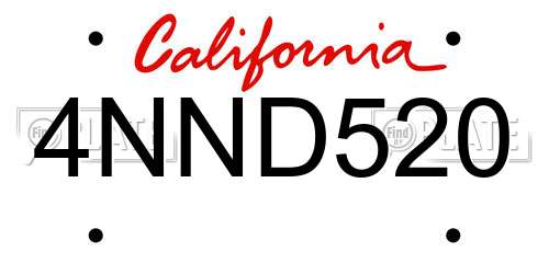 4NND520 California License Plate