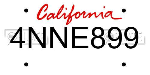 4NNE899 California License Plate