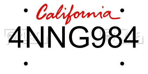 4NNG984 California License Plate