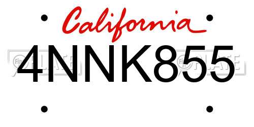 4NNK855 California License Plate
