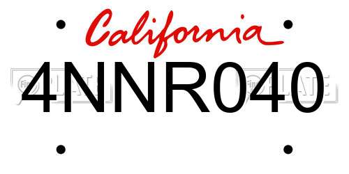 4NNR040 California License Plate