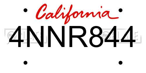 4NNR844 California License Plate