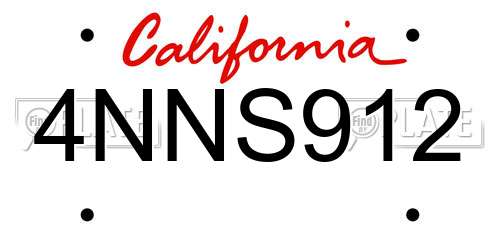 4NNS912 California License Plate