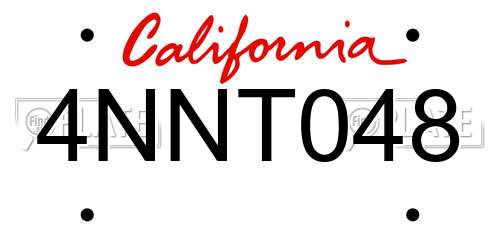 4NNT048 California License Plate